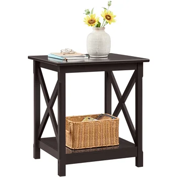 Easyfashion Modern X Design Wood End Table Espresso Side Table Furniture Living Room Coffee Table