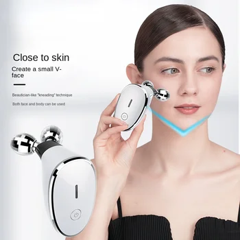 Electric EMS двойна топка валяк красота устройство микро ток отстраняване на бръчки на шията и подмладяване на кожата V-лице масаж устройство