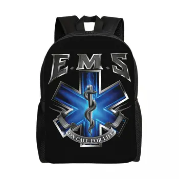 Ems Star Of Life Travel Backpack Мъже Жени Училищен компютър Bookbag Emt Paramedic College Student Daypack Bags