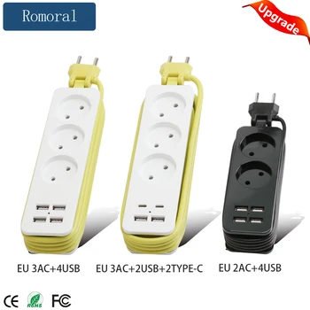 EU Plug 2/3AC изход Разклонител с USB Multitap удължителен кабел Електрически контакт Удължителен кабел за зареждане с USB портове
