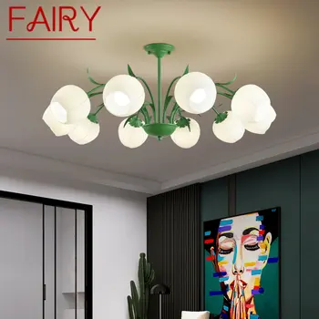 FAIRY зелен полилей светлина LED творчески прост свеж дизайн стъкло висулка висяща лампа за дома хол спалня