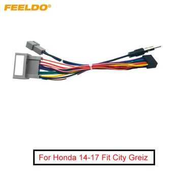 FEELDO 5Pcs Автомобилен медиен плейър Navi радио кабелен сноп за Honda Fit City Greiz аудио захранващ кабел адаптер #FD3413