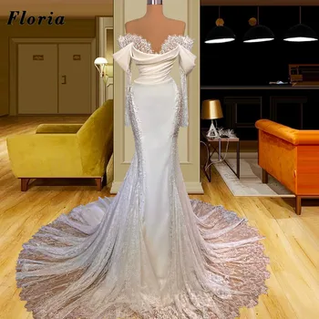 Floria бяла русалка дантела вечерни рокли за сватби от рамото жени абитуриентски рокли червен килим писта рокля Vestidos De Mujer