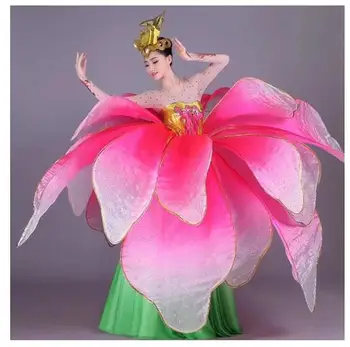 Flower Откриващ танц Голяма рокля Бални рокли Модерен танцов пърформанс Венчелистче шоу Сценичен танцов костюм