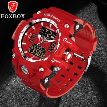FOXBOX Watch Men Top Luxury Brand Silica Gel Waterproof Quartz Wristwatches Military Sport Men's Watches Date Relogio Masculino
