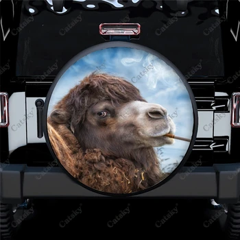 Funny Animal Camel Print Резервна гума Cover Водоустойчива гума Защита на колелата за кола Камион SUV Camper Trailer Rv