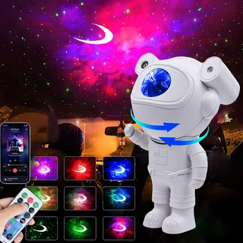 Galaxy проектор астронавт звезда лампа с Bluetooth високоговорител мъглявина Луната таван небе нощна светлина дистанционно таймер детска стая декор