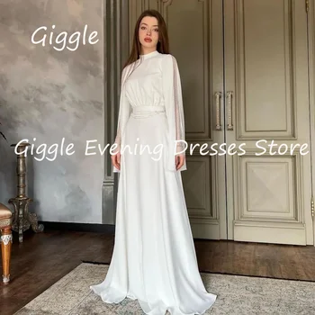 Giggle Satin A-line O-neck Ruffle Lace Официална елегантна абитуриентска рокля за вечерно парти с дължина до пода за жени 2023