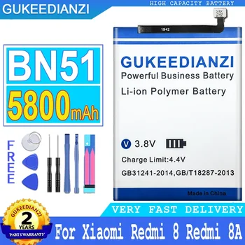GUKEEDIANZI батерия BN51 5800mAh за Xiaomi Redmi 8 8A за Redmi8 за Redmi8A резервни батерии Bateria + номер за проследяване