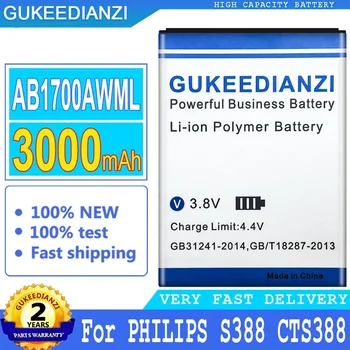 GUKEEDIANZI Батерия за смартфон Philips S388 S 388 CTS388, 3000mAh, AB1700AWML, номер за проследяване