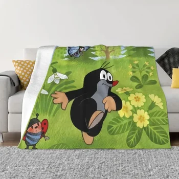 Happy Mole Krtek одеяло 3D отпечатани меки фланела руно топло карикатура малко Maulwurf хвърлят одеяла за кола легла диван юрган
