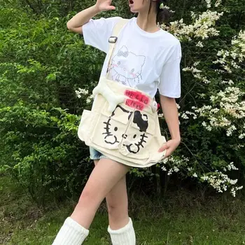 Hello Kitty Y2K Хелоуин аниме карикатура Kawaii платно чанта домашно живопис горещо момиче графити пощальон crossbody чанта хип-хоп подарък