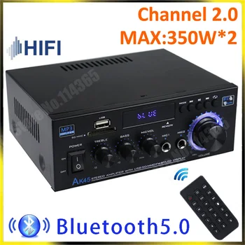 HiFi цифров усилвател AK45 Bluetooth усилвател MP3 канал 2.0 съраунд звук усилватели поддържат 90V-240V за домашна кола MAX 350W * 2