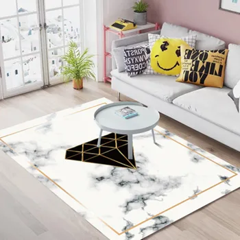 Home луксозен килим Творчески геометрични мраморни раирани килими Модерен хол холна масичка за кафе спалня нощни килими бяла кожа килим