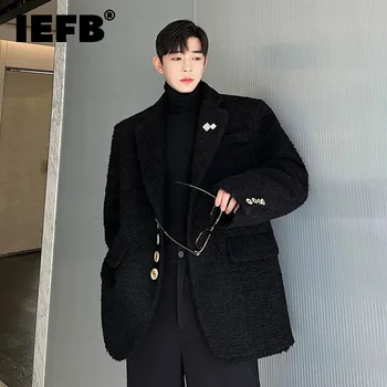 IEFB корейски стил мода мъжки блейзъри удебелени вълнен костюм палто силует хлабав Elgance мъжки есен зимно облекло 9C3080