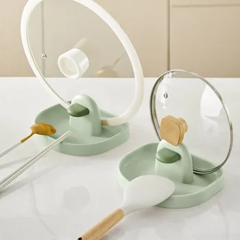 Ight Green Pot Lids Holder With Drip Tray Easy To Clean Spoon Rest Secure Durable Countertop Storage Rack Kitchen Countertop