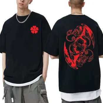 Japan Аниме Черна детелина тениска Манга Devil Asta Графична тениска Мъжки извънгабаритни къс ръкав Мъж Streetwear мъжки хлабав T ризи