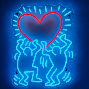 Keith Haring Love Art Neon Sign Handmade Neon Lights for Hair Beauty Salon Neon Business Sign, Modern neon sign Home Room Wall D