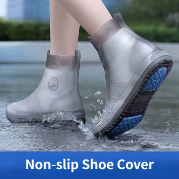 Korea водоустойчив силиконов капак за обувки Среден връх дъжд ботуши капак нехлъзгащи обувки протектор открит за многократна употреба удебелени обувки