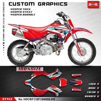 KUNGFU GRAPHICS Мотокрос стикери Мотоциклет Decals Kit Wrap за Honda CRF110F 2019 2020 2021 2022 2023 2024 HDCRF110F19N008-KR