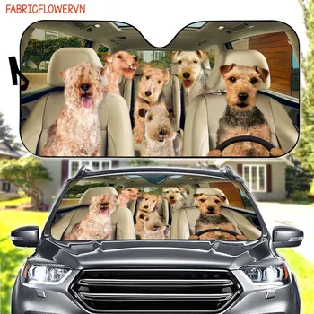 Lakeland Terrier Car Sunshade, Декорация на кучешка кола, Предно стъкло за кучета, Подарък за любителите на кучета, Сенник за кучешка кола, Подарък за мама, Подарък за татко