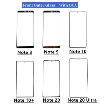 LCD преден стъклен панел с OCA лепило за Samsung Galaxy Note 8 9 10 20 Plus Ultra Note10 + сензорен екран външна подмяна на обектива