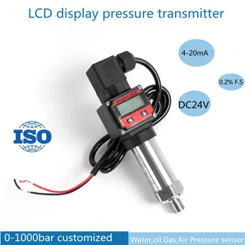  LCD трансмитер за налягане 4-20ma изход DC24V сензор за вода нефт газ -1-0-1000bar измерване на налягането G1 / 4 G3 / 8 NPT1 / 4 преобразувател