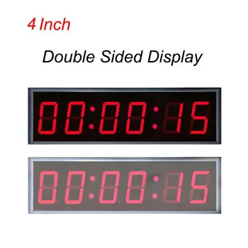 LED електронен двустранен часовник за състезателно бягане, отброяване, таймер за обратно отброяване, 4