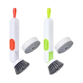 Liquid Filling Brush Dish Scrubbe Replaceable Brush Head Dishwashing Brush with Soap Dispenser for Kitchen Dining Room Home