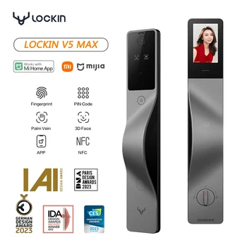 Lockin V5 Max 3D разпознаване на лица Интелигентно заключване Палмарна вена Котешко око екран Интелигентно заключване на паролата APP Интелигентна връзка за отваряне на лявата врата