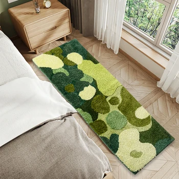 Long Tufting Moss Rug Fluffy Bedside Living Room Carpet Function Bedroom Floor Green Mat Anti Slip Foot Pad Aesthetic Home Decor