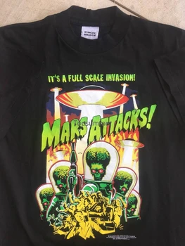 Mars Attacks Movie 90S It's A Full Scale Invasion T Shirt Black Tee H8675
