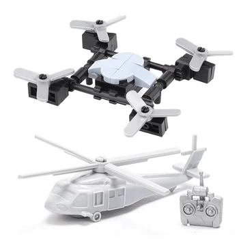 MOC Modern Drone Controlled Aircraft Building Blocks Kit Police SWAT Figures Remote Helicopter Bricks Toys Boys Gift