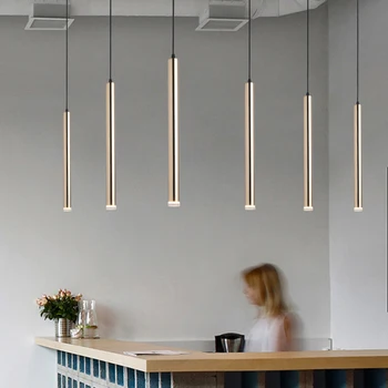 Modern Gold LED висулка светлини капка доставка за трапезария кухня бар спалня минималистичен линия осветителни тела