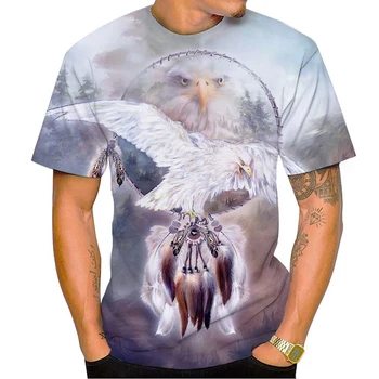 New Eagle 3D отпечатана тениска с къс ръкав Casual Animal Eagle Hip Hop Rock Personality Creative O-neck Tee Shirts