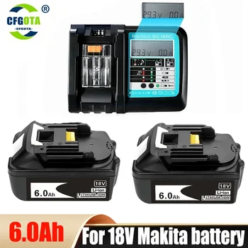 NEW с LED зарядно устройство акумулаторна батерия 18 V 6000mAh литиево-йонна за Makita 18v батерия 6Ah BL1840 BL1850 BL1830 BL1860 LXT400