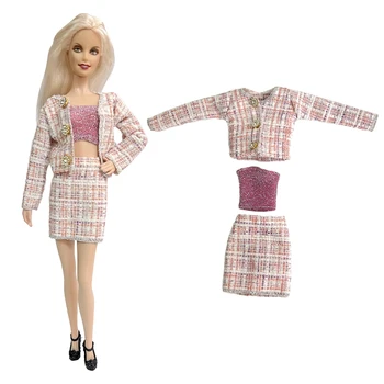 NK 3 артикула / комплект дрехи 1/6 кукла мода дама офис облекло яке бяла риза мини пола за кукла Барби аксесоари играчки