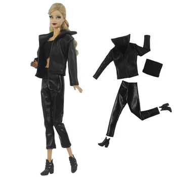 NK 4 Items/Set Fashion Outfit Black Shirt+ Top +Shoes+Trouseres Дрехи за кукли Барби Аксесоари Бебешки играчки