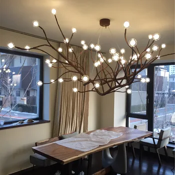 Nordic Led клонове полилей творчески дърво клонки висящи лампа Начало декор хол спалня кафене декорация осветление