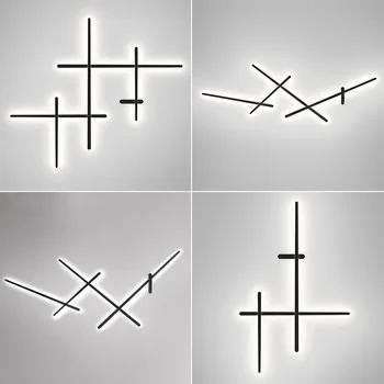 Nordic минималистично творчество луксозна линия LED стена светлина неправилна черна бяла фонова декорация хол спалня коридор