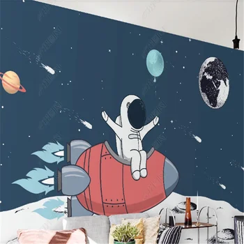 Nordic модерен тапет за детска стая творчески астронавт карикатура стенопис детска стая фон стена хартия дома декор