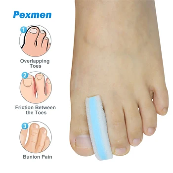 Pexmen 2Pcs / Pair пяна Toe Separator Spacer Предотвратяване на триенето и подравняване на криви припокриващи се пръсти Мазоли и протектори за пръсти на блистери
