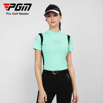 PGM голф дамска тениска свободно време къс ръкав блуза лято бързо сухо дишаща макет врата спортни участък топ ризи YF559