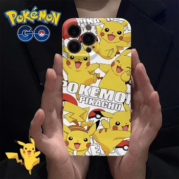 Pokemon Pikachu Защитен калъф за IPhone 15 14 13 12 11 Pro Max Case Anime Lens Protection All-inclusive Shockproof Cover Gift