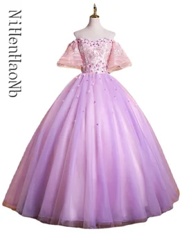 Purple Vestidos Quinceanera рокли от рамото парти абитуриентски бал рокля сладък официална рокля халат де бал