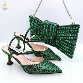 QSGFC 2023 Нов дизайн Два начина за носене на модни обувки и чанти за рамо Обувки на висок ток и чанта за плик в същия стил
