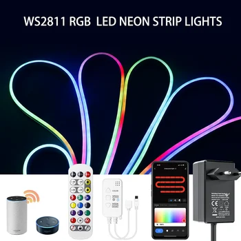 RGB неонови LED ленти WS2811 Smart Dream Color гъвкава LED светлина с Tuya Bluetooth контрол за декорация на дома DC12V / 24V