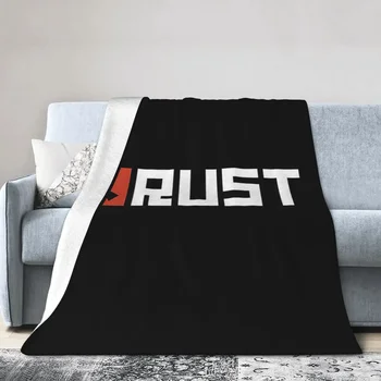 Rust Game Logo Одеяло Мека топла фланела хвърлят одеяло Cover за легло Всекидневна Пикник Пътуване Начало диван