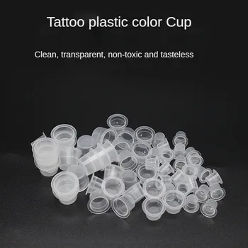 S/M/L Еднократна цветна чаша татуировка цвят мляко плоско дъно чаша бродерия доставки пластмасов контейнер чаша татуировка оборудване 100pcs