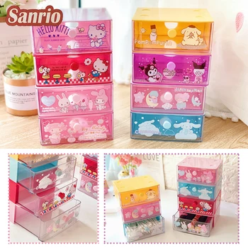Sanrio Hello Kitty Desktop кутия за съхранение карикатура козметични бижута червило канцеларски организатор пластмасови чекмедже бокс офис консумативи